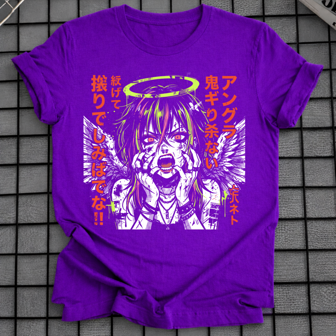 T-SHIRT DUNKLER ANIME-ENGEL