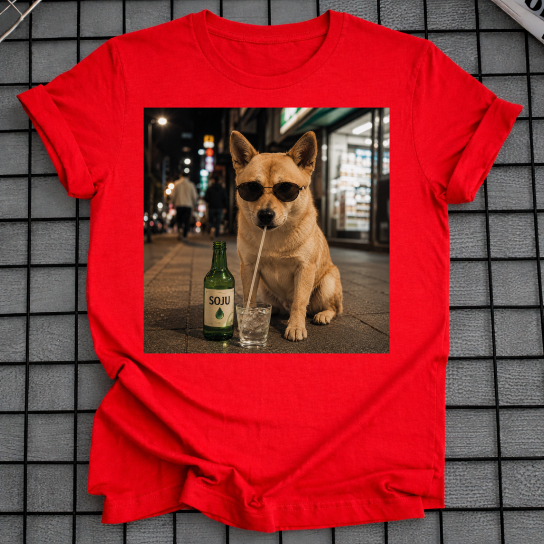 SHIBA INU DRINKING SOJU T-SHIRT