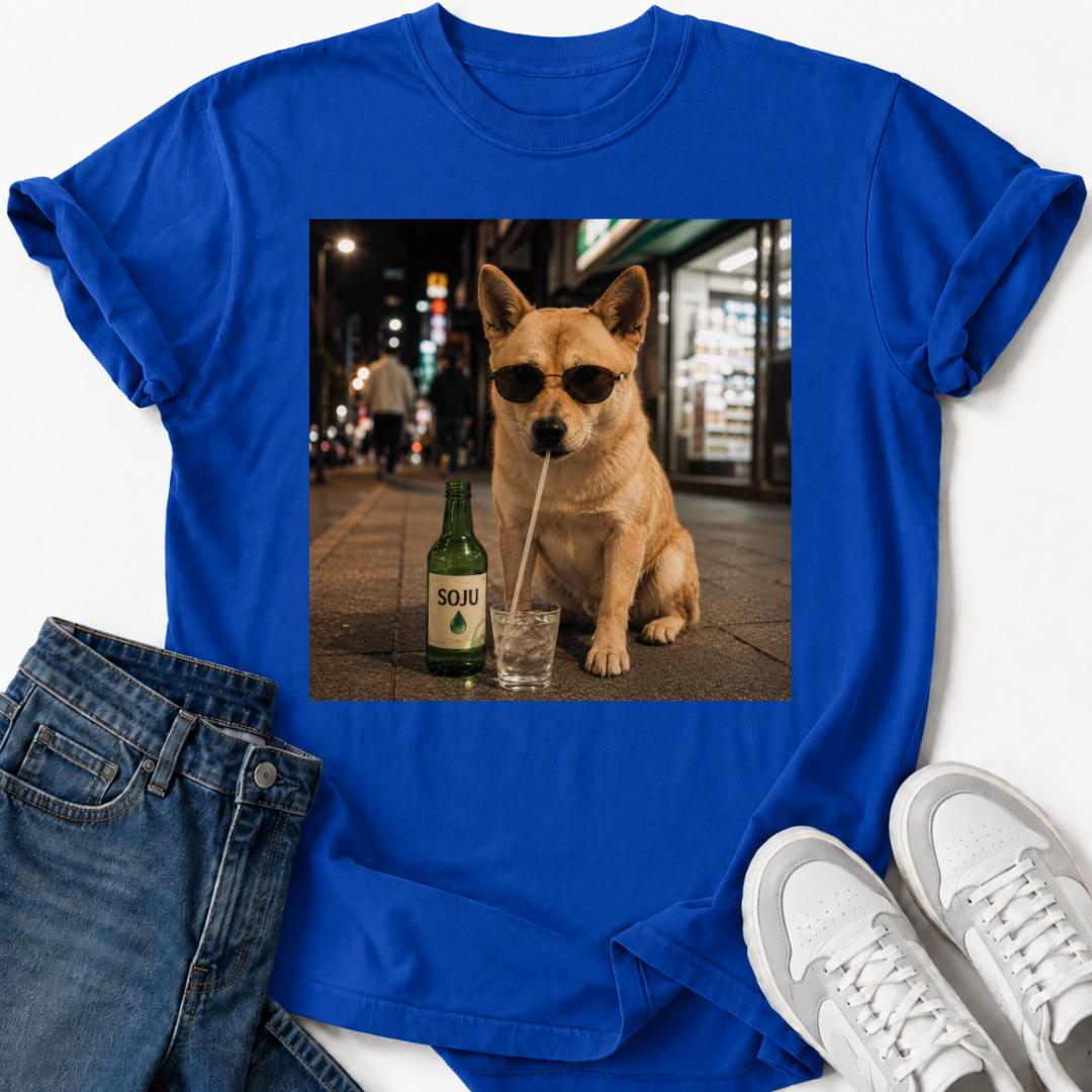 SHIBA INU DRINKING SOJU T-SHIRT