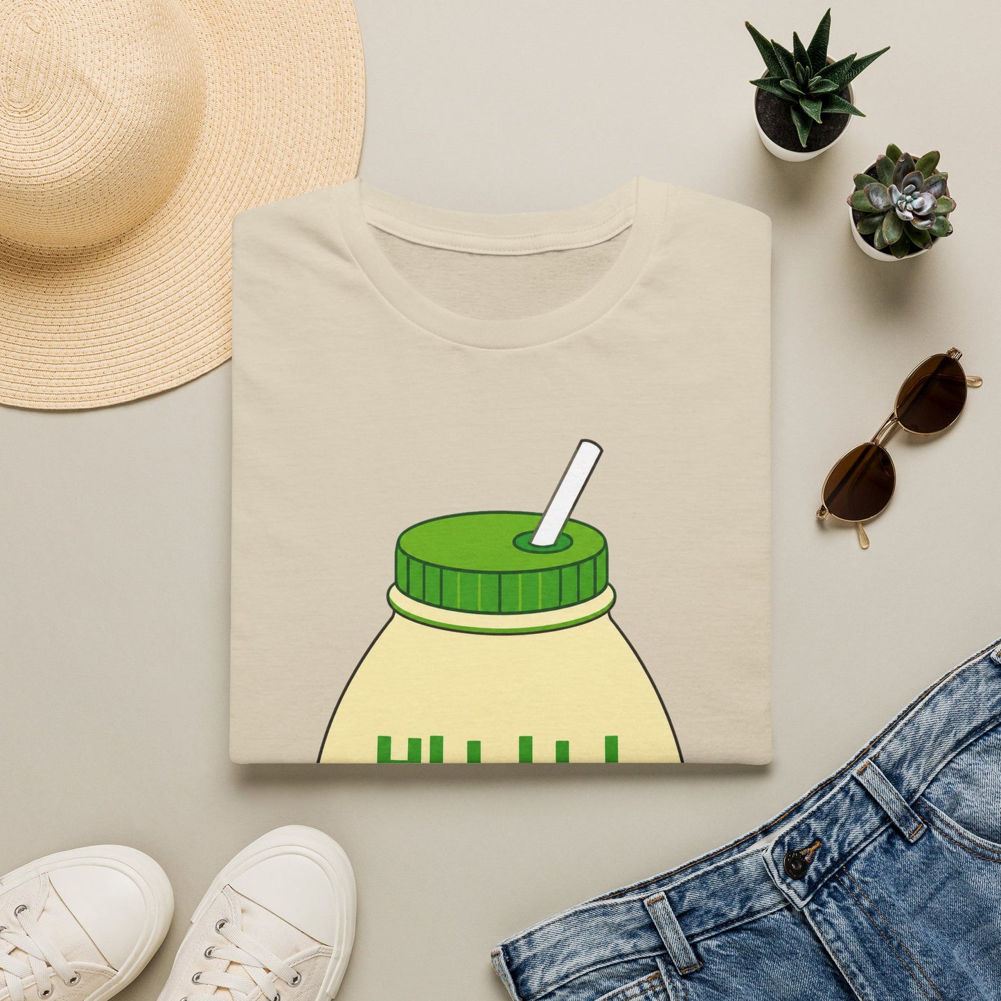 Banana Milk Cartoon T-Shirt — Cute Kawaii 바나나 Beverage Tee