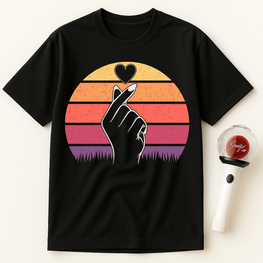 SUNSET FINGER HEART UNISEX T-SHIRT