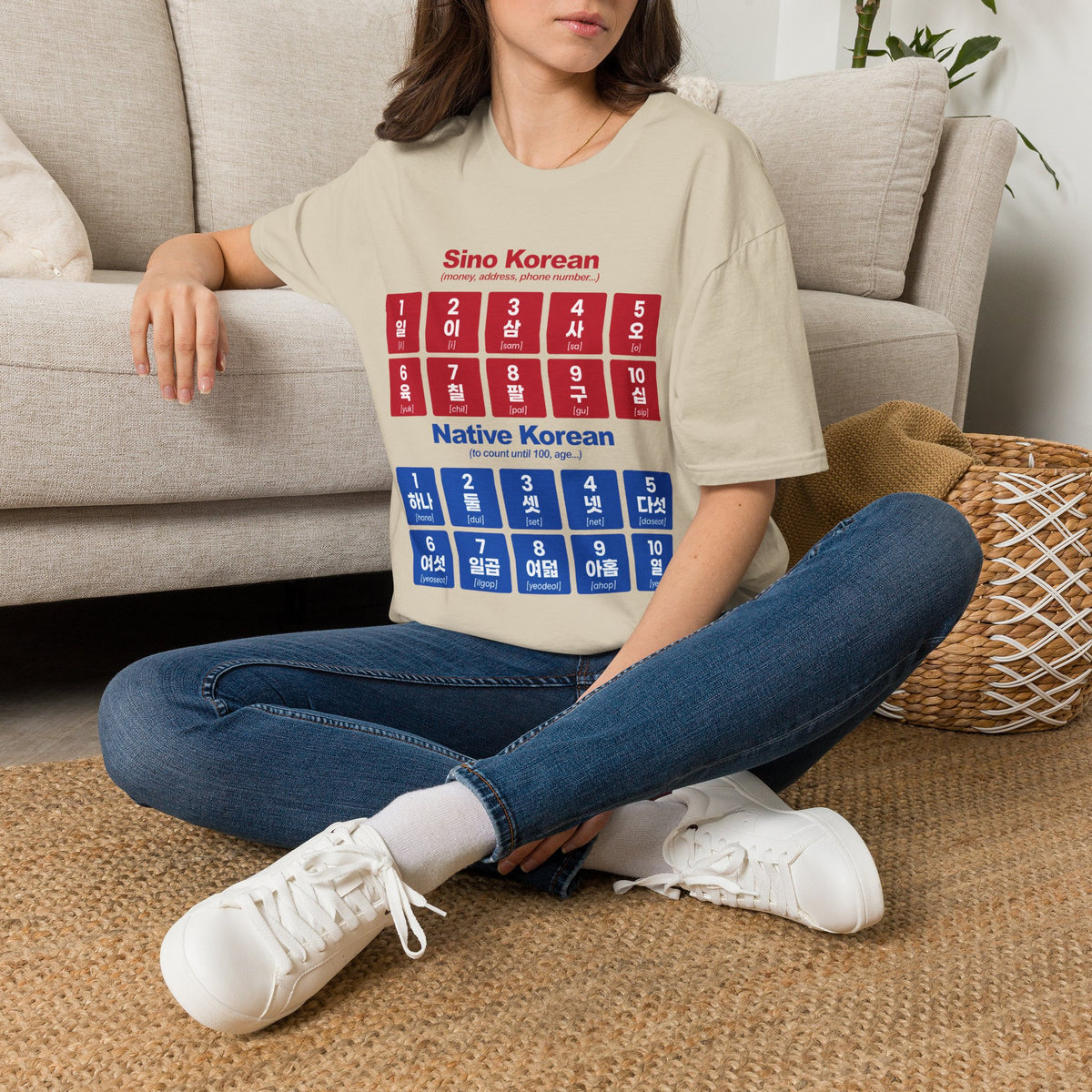 Korean Numbers Chart T-Shirt — Sino & Native Korean Numerals Guide