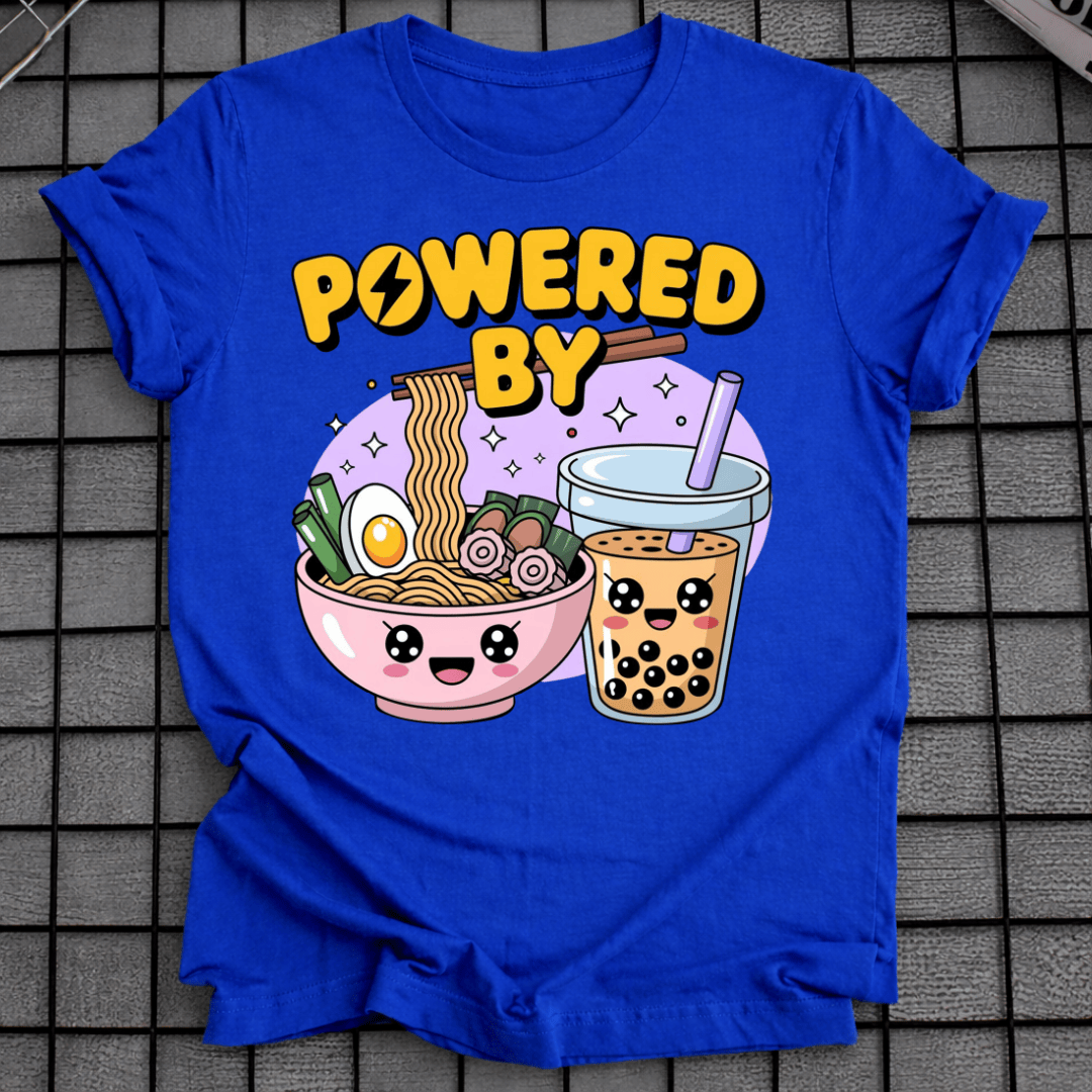 POWERED BY RAMAN & BOBA TEA T-SHIRT