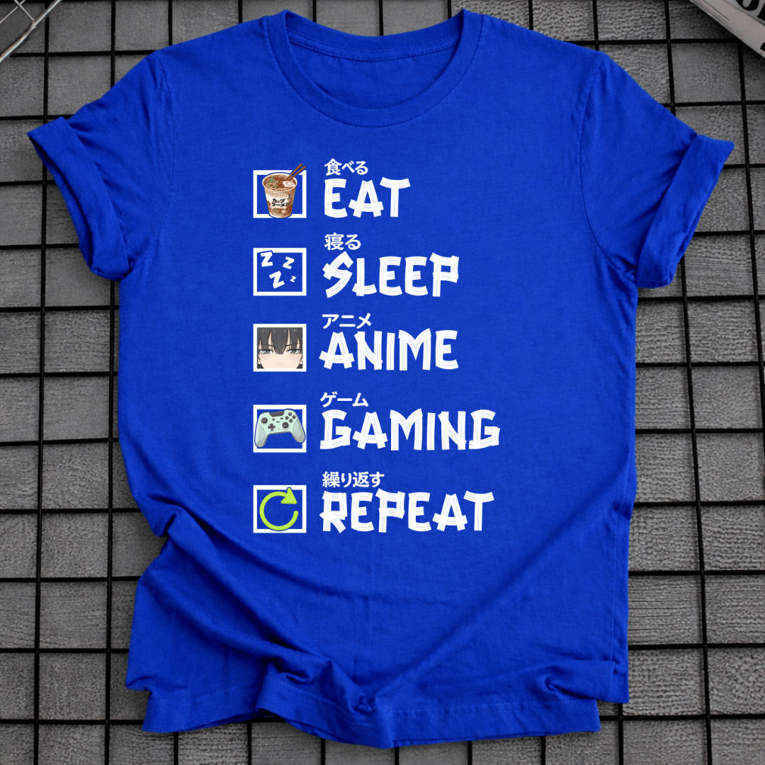 ESSEN SCHLAFEN ANIME GAMING WIEDERHOLEN T-SHIRT