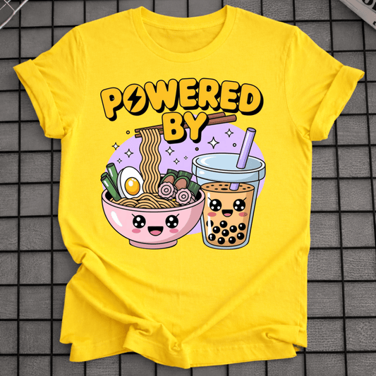 POWERED BY RAMAN & BOBA TEA T-SHIRT