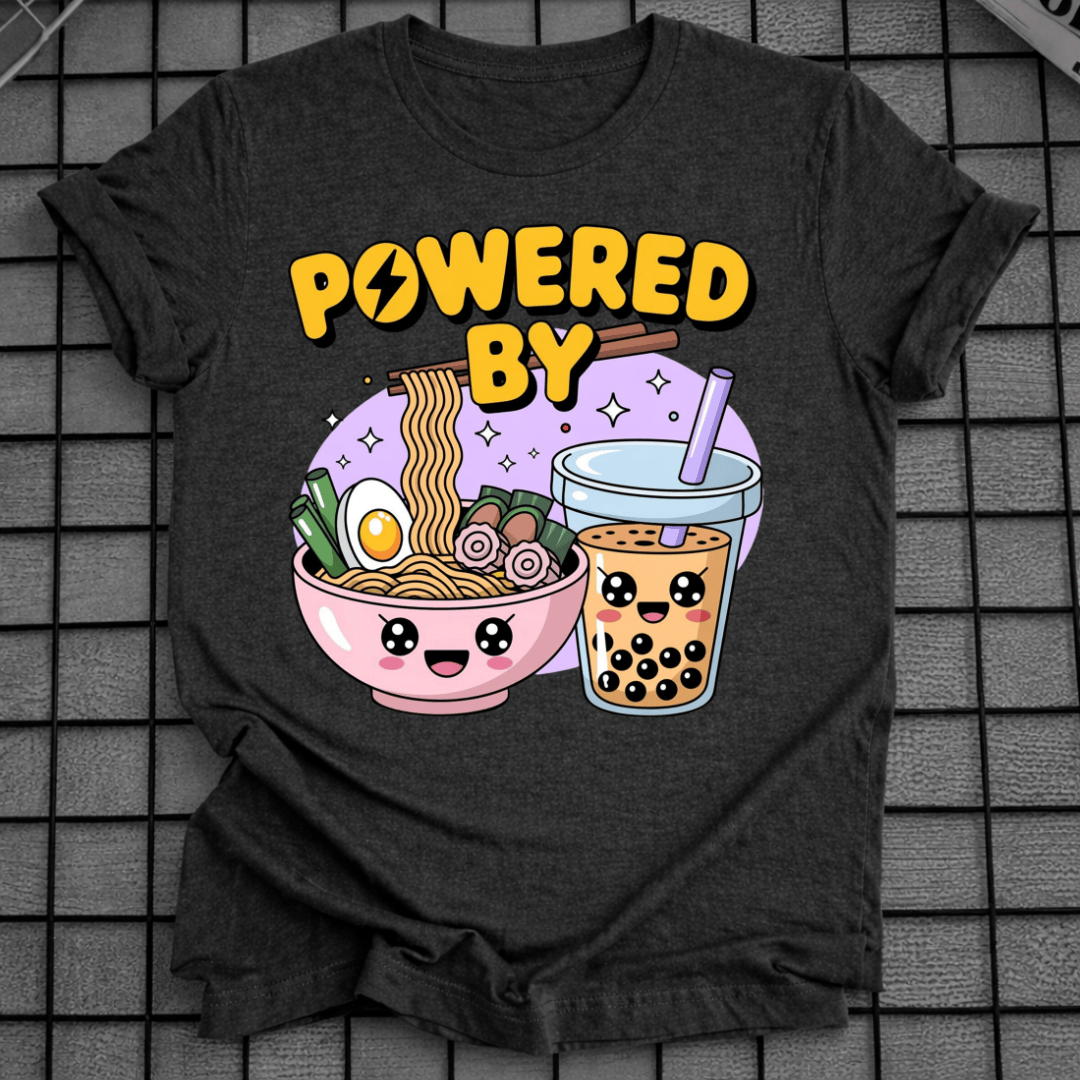 POWERED BY RAMAN & BOBA TEA T-SHIRT