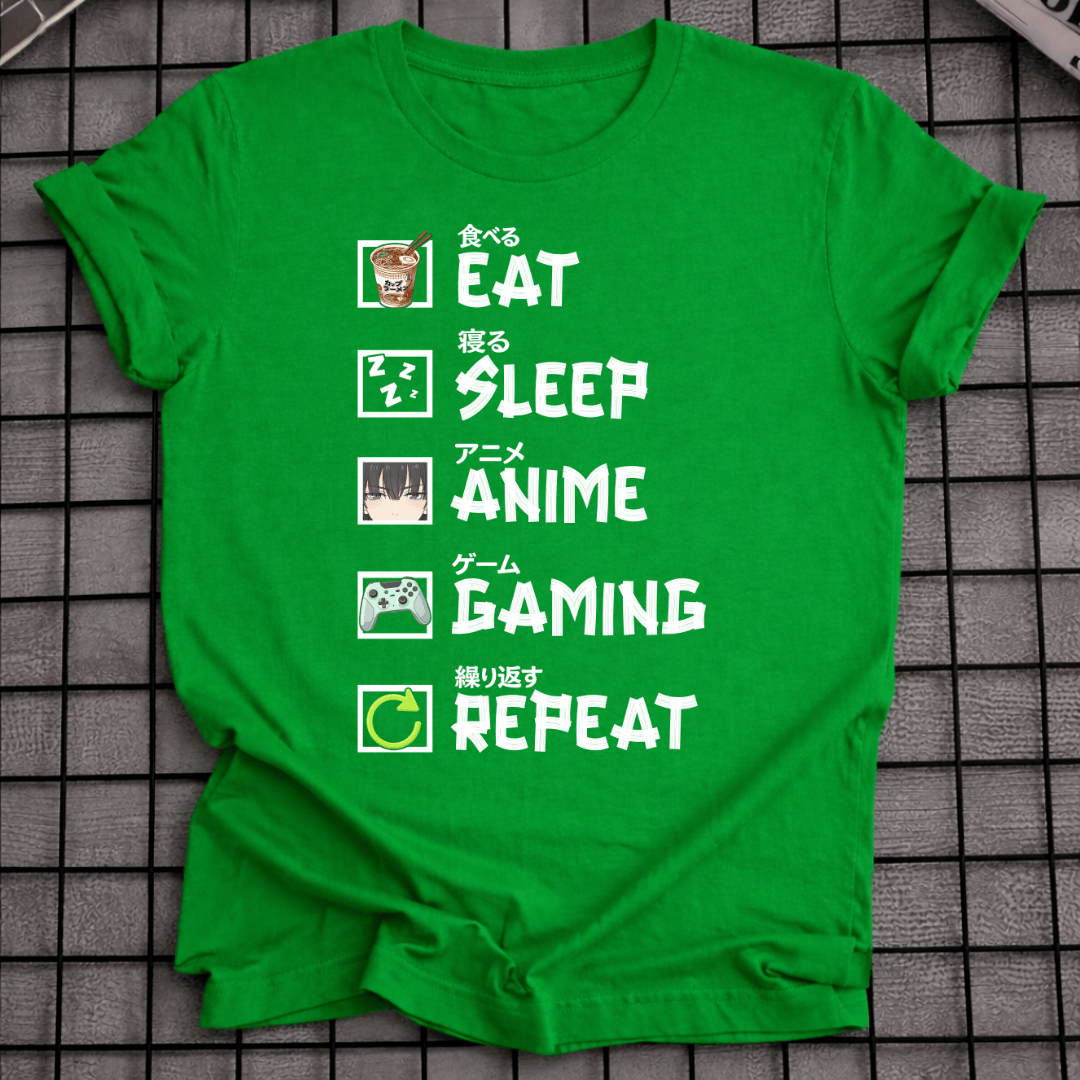 ESSEN SCHLAFEN ANIME GAMING WIEDERHOLEN T-SHIRT