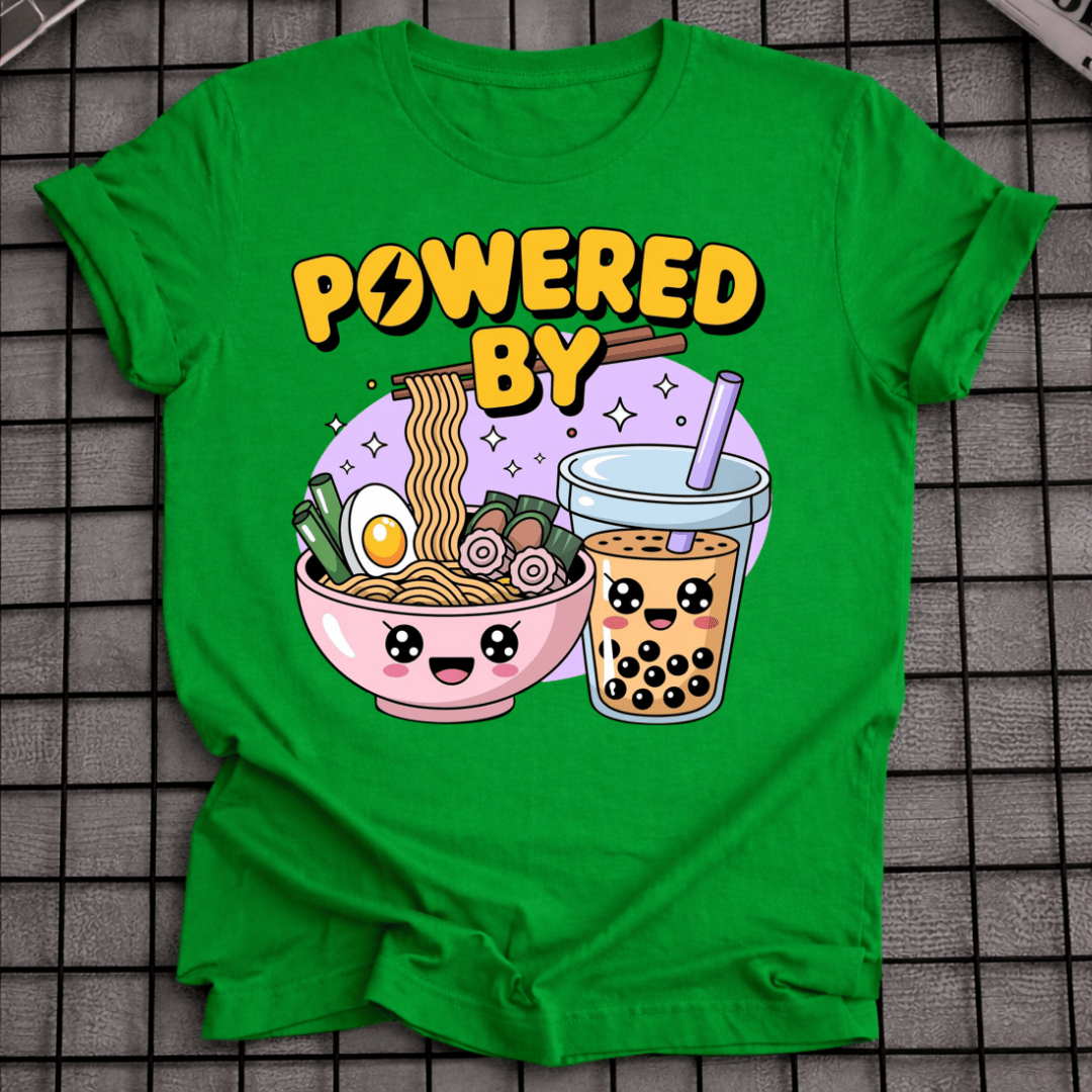 POWERED BY RAMAN & BOBA TEA T-SHIRT