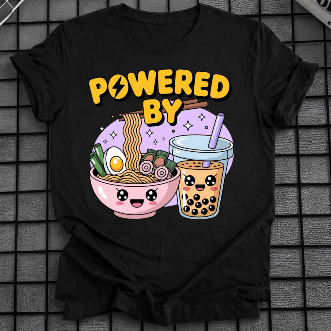 POWERED BY RAMAN & BOBA TEA T-SHIRT