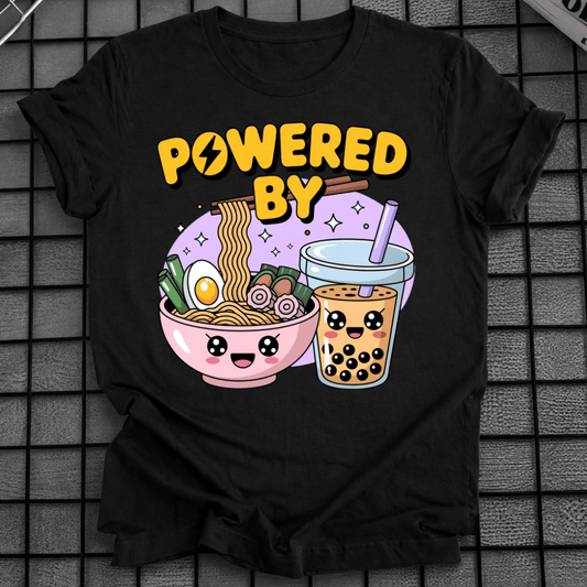 POWERED BY RAMAN & BOBA TEA T-SHIRT