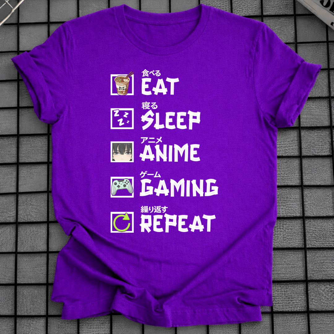ESSEN SCHLAFEN ANIME GAMING WIEDERHOLEN T-SHIRT