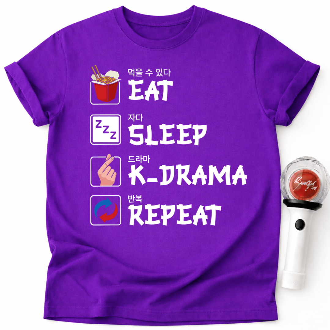 ESSEN SCHLAFEN K-DRAMA WIEDERHOLEN T-SHIRT