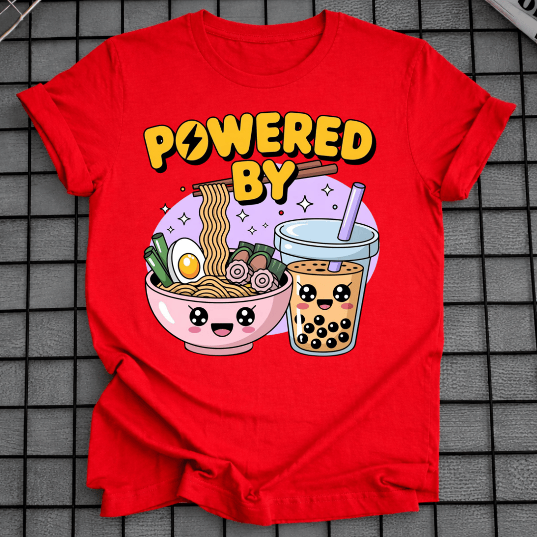 POWERED BY RAMAN & BOBA TEA T-SHIRT
