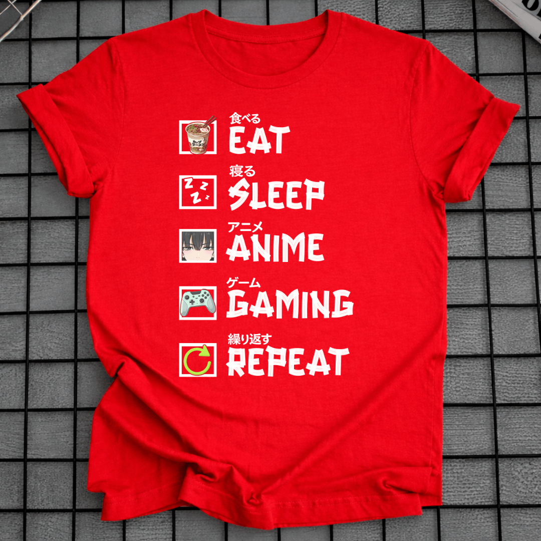 ESSEN SCHLAFEN ANIME GAMING WIEDERHOLEN T-SHIRT