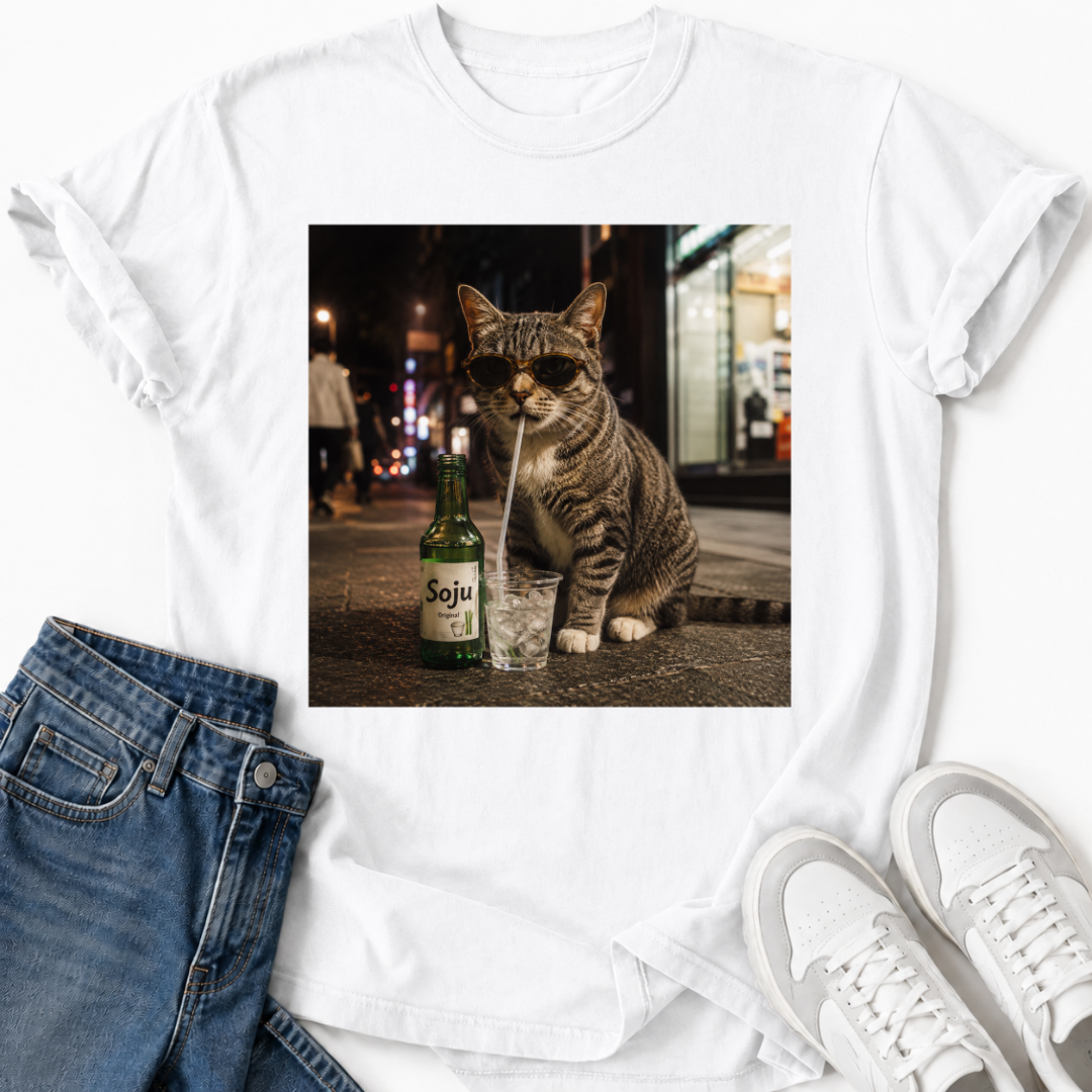 CAT DRINKING SOJU T-SHIRT