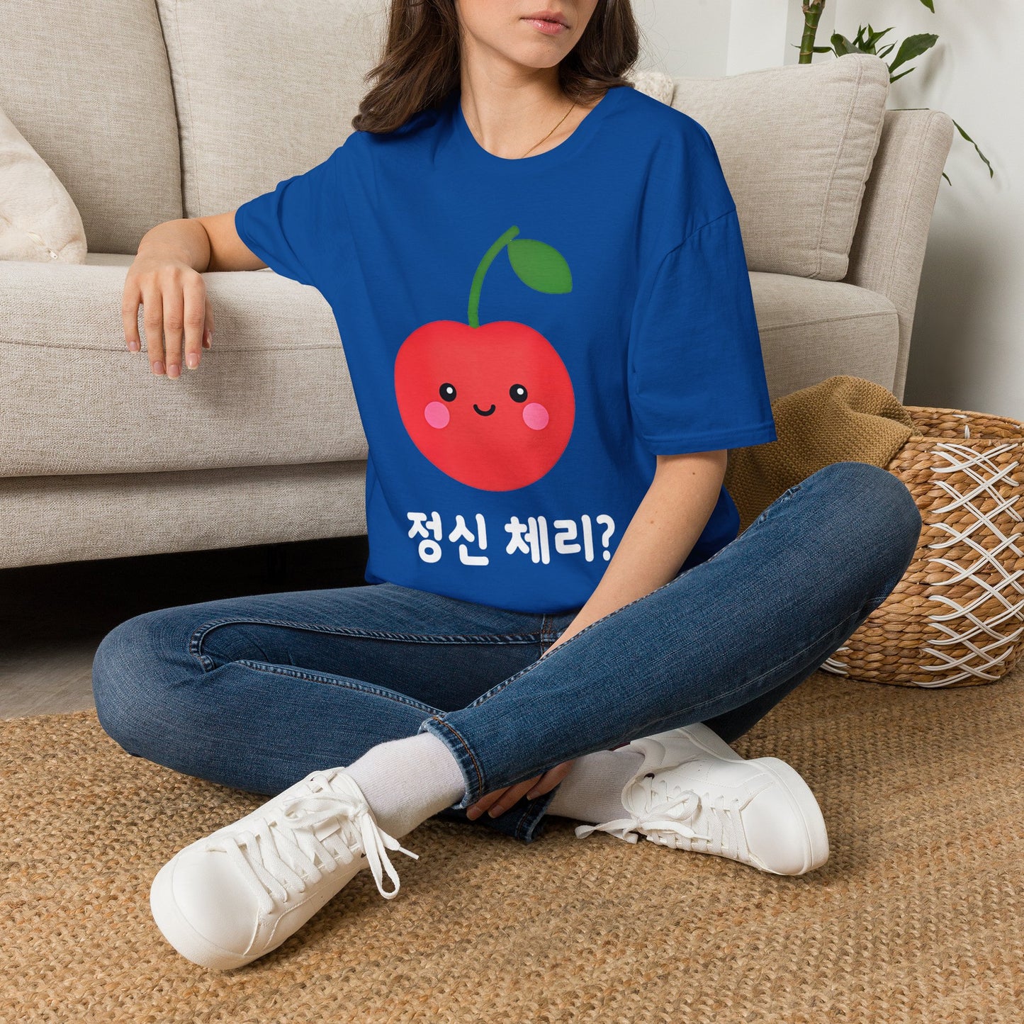 Cherry Cute T-Shirt — Kawaii Cherry Graphic with Korean Text
