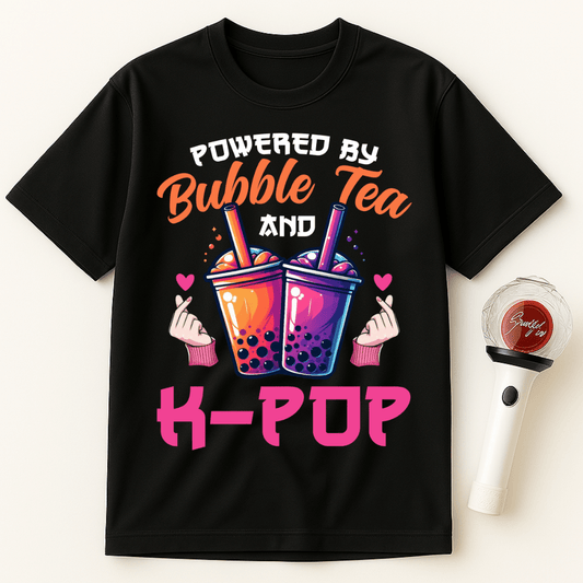 POWERED BY BUBBLE TEA AND K-POP UNISEX T-SHIRT