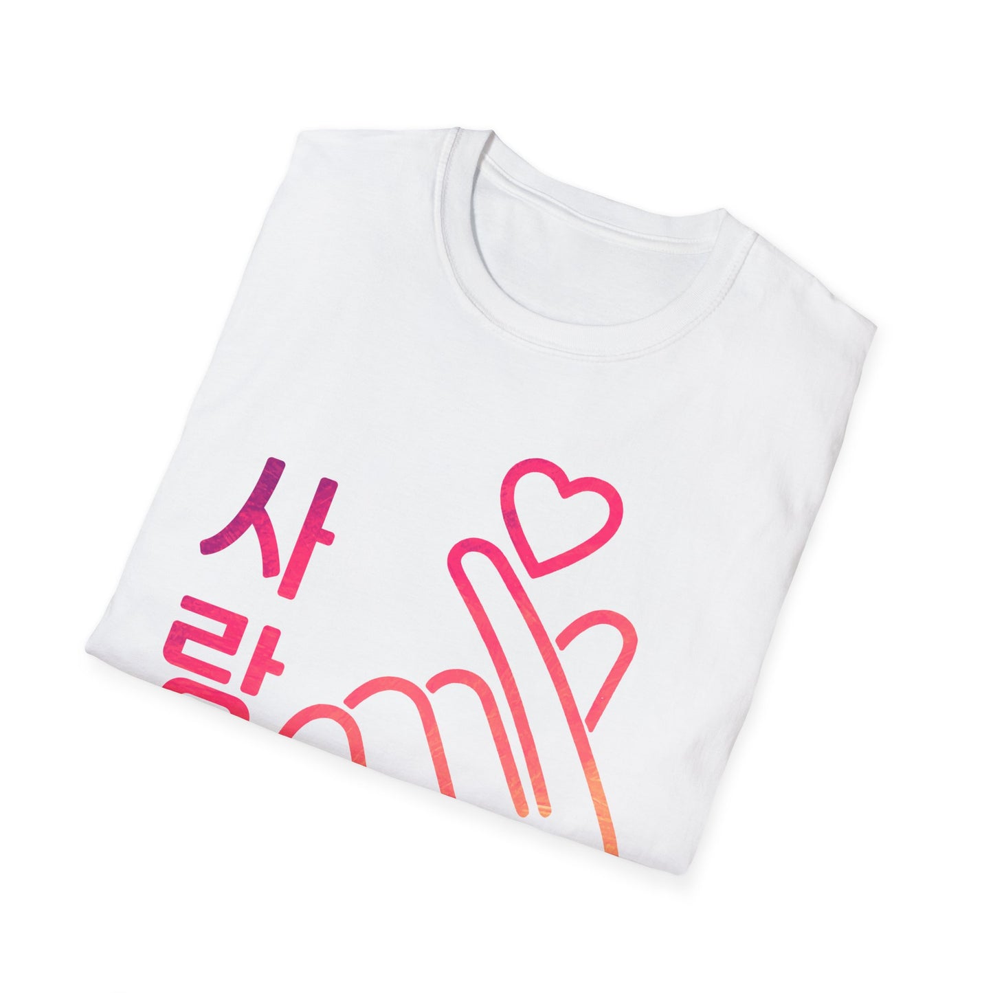 Unisex Softstyle T-Shirt with Heart Hand Design - Perfect for K-Pop Fans, Love Celebrations & Everyday Wear