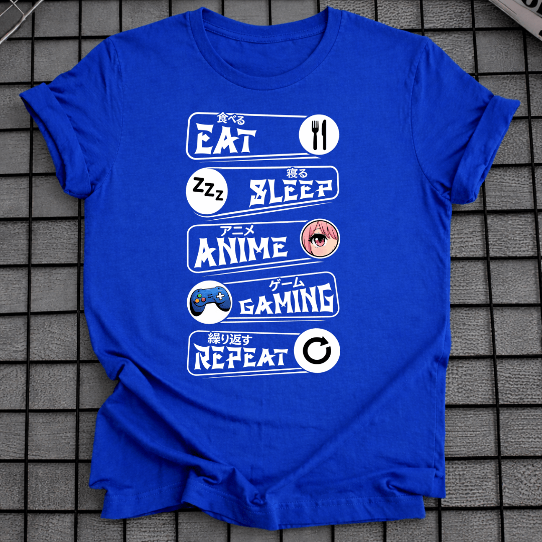 ESSEN SCHLAFEN ANIME GAMING WIEDERHOLEN T-SHIRT