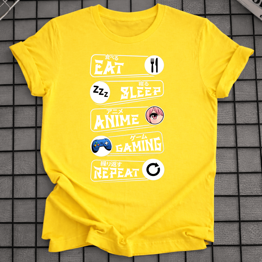 ESSEN SCHLAFEN ANIME GAMING WIEDERHOLEN T-SHIRT