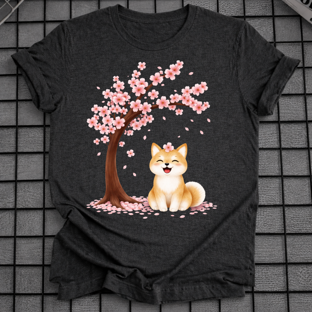 SHIBA INU KIRSCHBLÜTEN-T-SHIRT