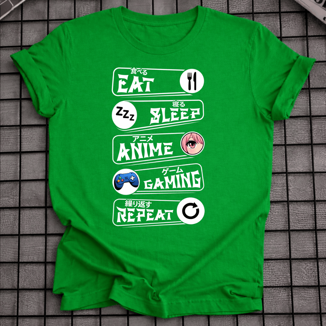 ESSEN SCHLAFEN ANIME GAMING WIEDERHOLEN T-SHIRT