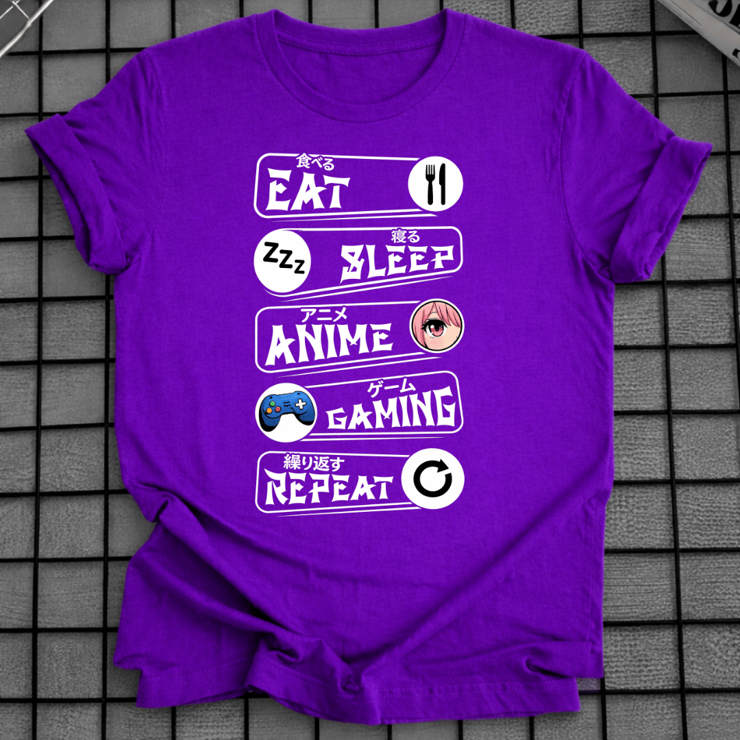 ESSEN SCHLAFEN ANIME GAMING WIEDERHOLEN T-SHIRT