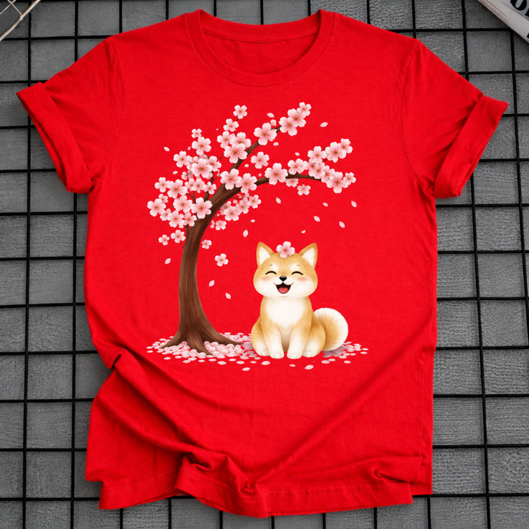 SHIBA INU KIRSCHBLÜTEN-T-SHIRT