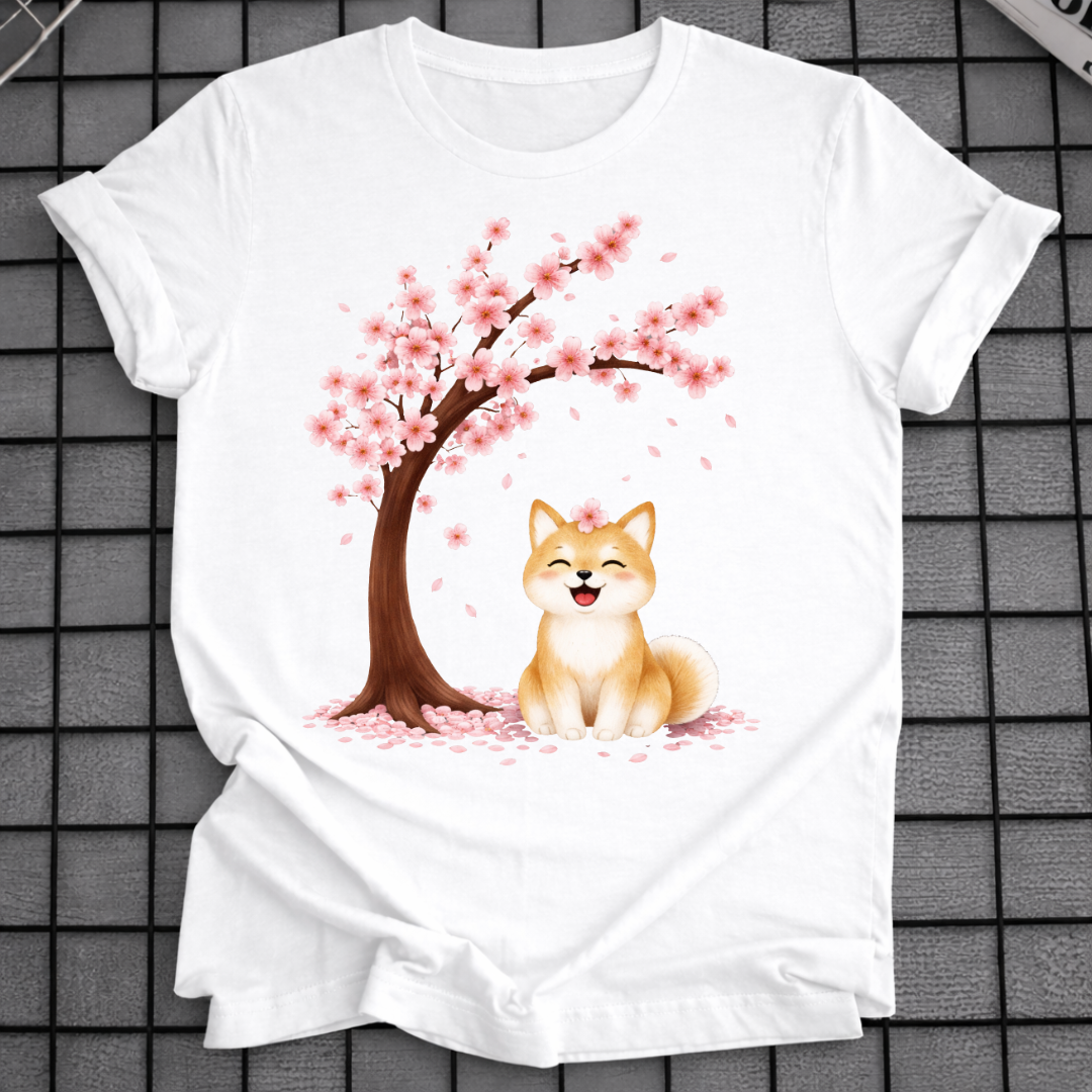 SHIBA INU KIRSCHBLÜTEN-T-SHIRT