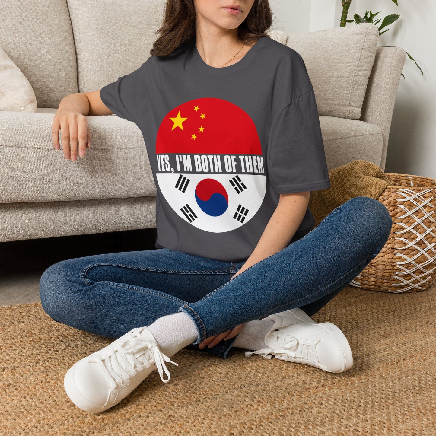 Flag Heritage T-Shirt — “Yes, I’m Both of Them” China & South Korea Pride Tee