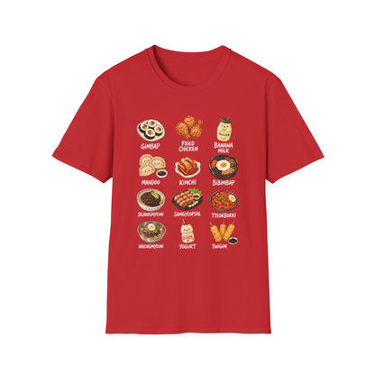 Korean Food Icons T-Shirt — Gimbap, Kimchi, Bibimbap & More Foodie Tee