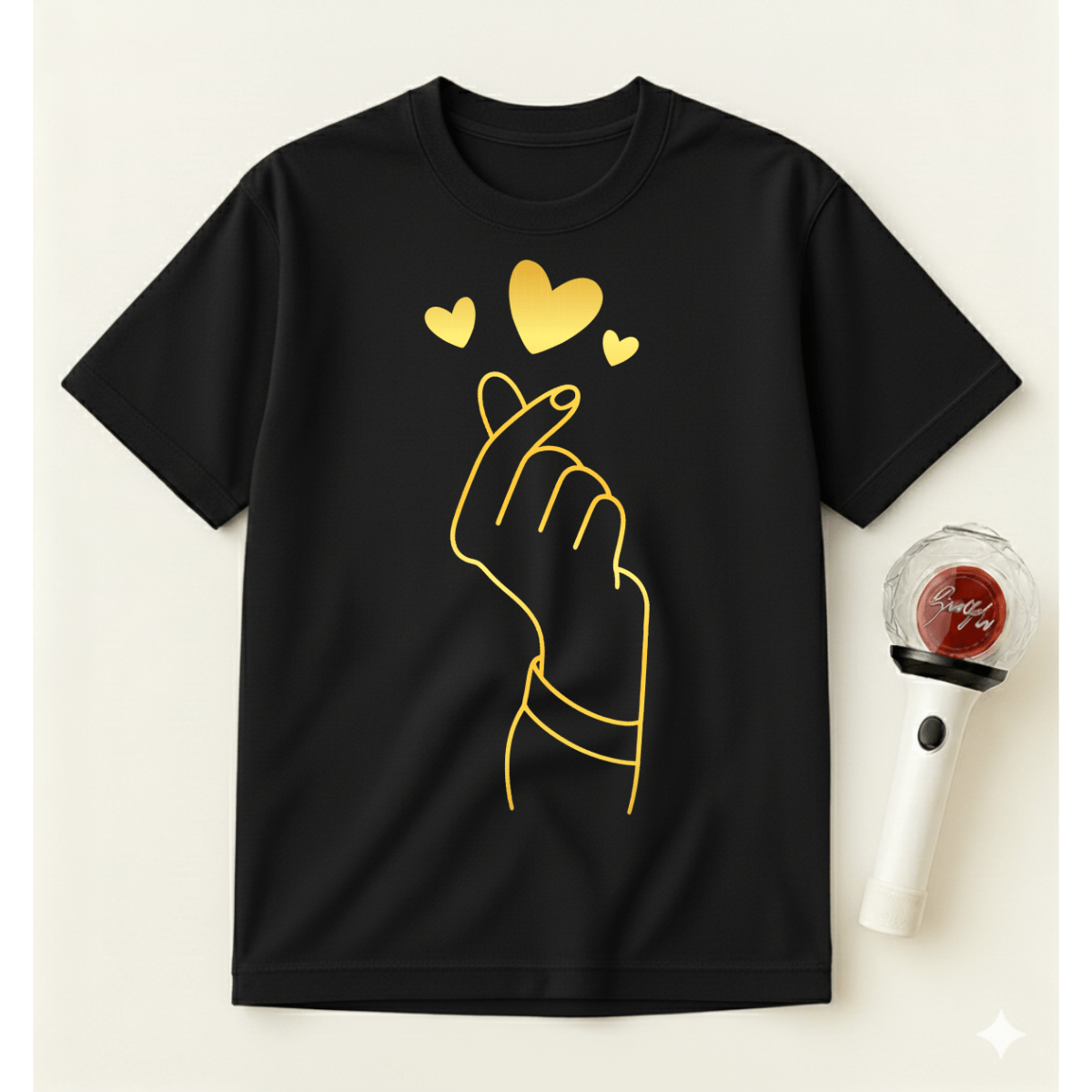 GOLD K-POP HEART T-SHIRT