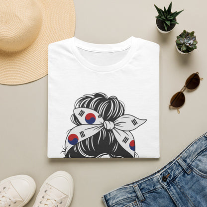 South Korea Flag Hair Bun T-Shirt — Korean Pride Graphic Tee