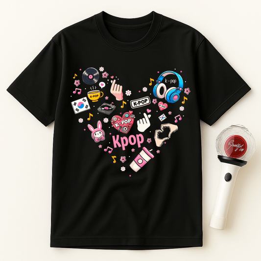K-POP ICONS COLLAGE HEART SHAPE UNISEX T-SHIRT