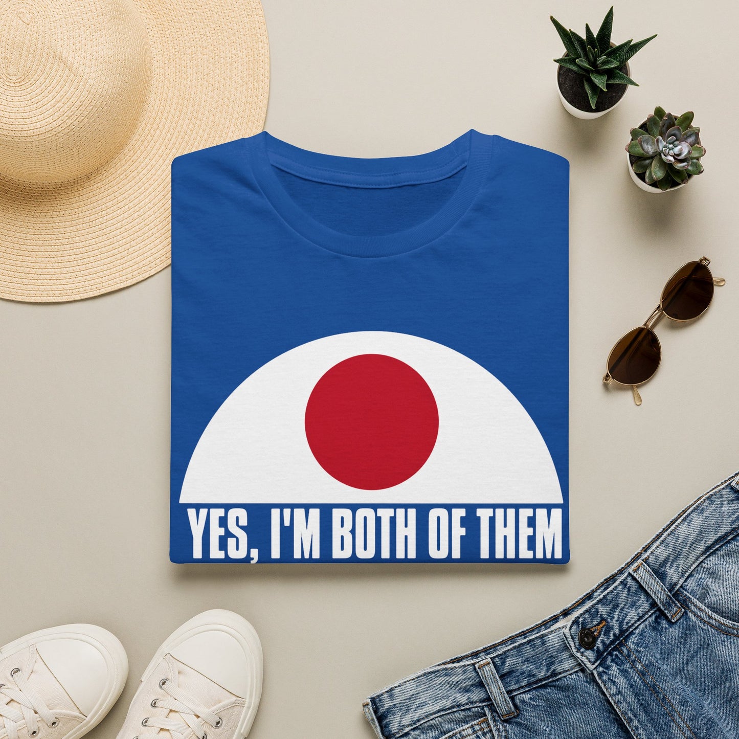 T-Shirt — "Yes, I'm Both of Them" Japan & Korea Flag Pride Tee