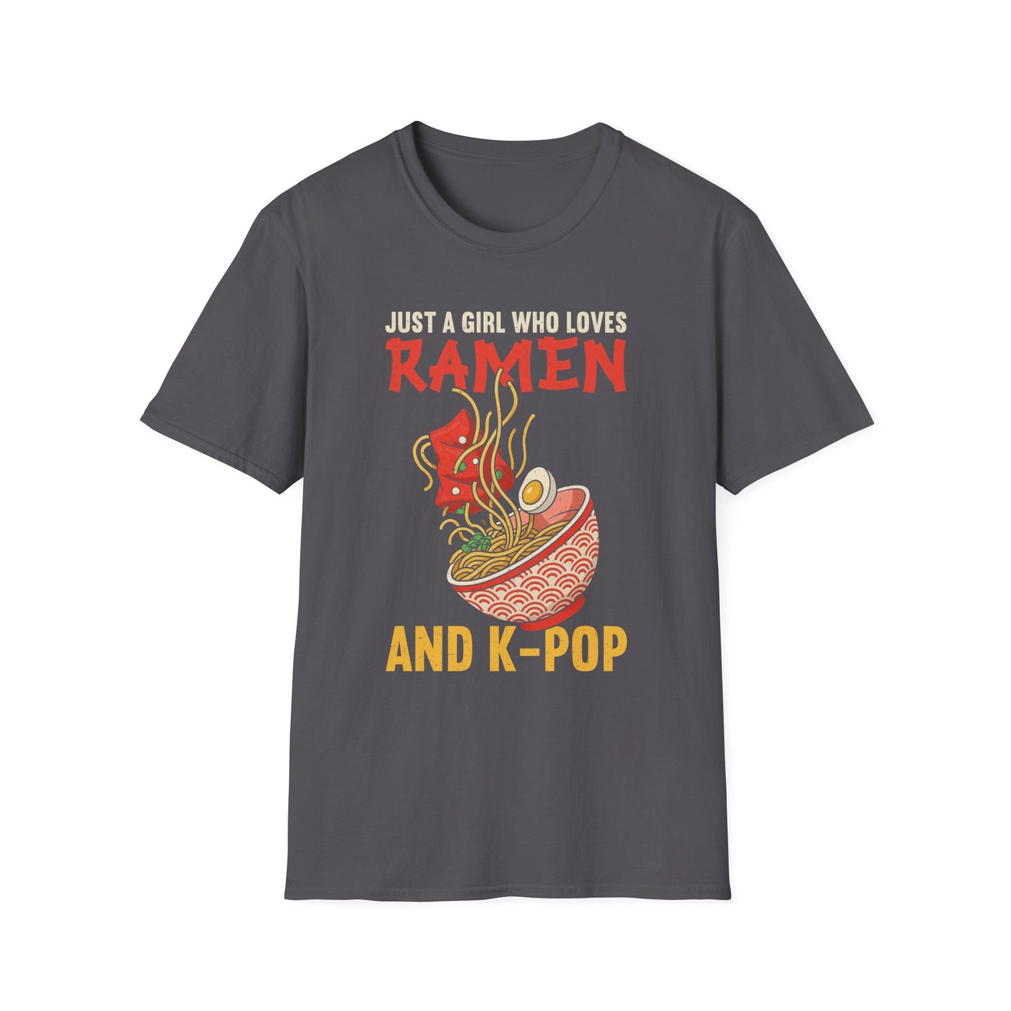 Ramen & K-Pop T-Shirt, Fun Graphic Tee for Foodies, Anime Lovers, Unique Gift for Birthdays, Casual Wear, Pop Culture Apparel