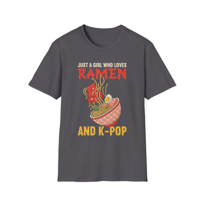 Ramen & K-Pop T-Shirt, Fun Graphic Tee for Foodies, Anime Lovers, Unique Gift for Birthdays, Casual Wear, Pop Culture Apparel