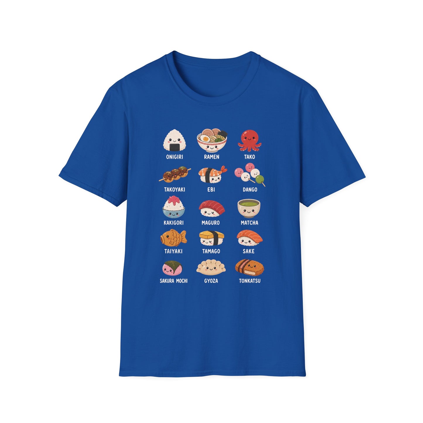 Kawaii Japanese Food Chart T-Shirt — Onigiri, Ramen, Takoyaki & More