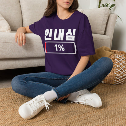 Korean 'Patience 1%' T-Shirt — Low Patience Battery Graphic Tee