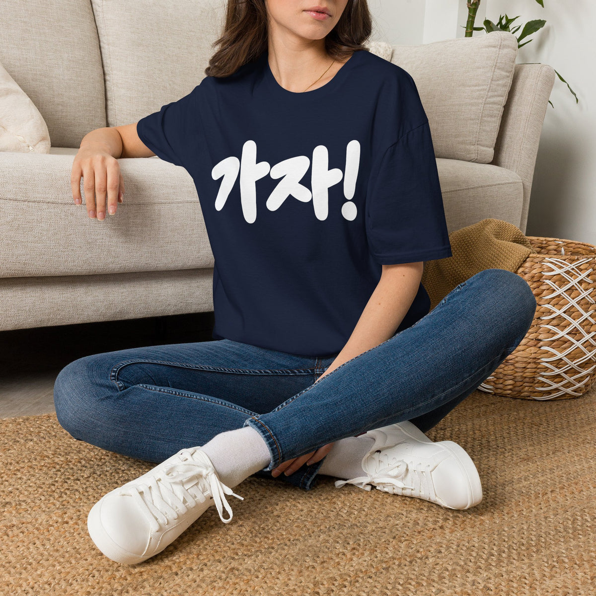 Kaja! Korean Script Graphic Tee — Bold Hangul Statement T-Shirt