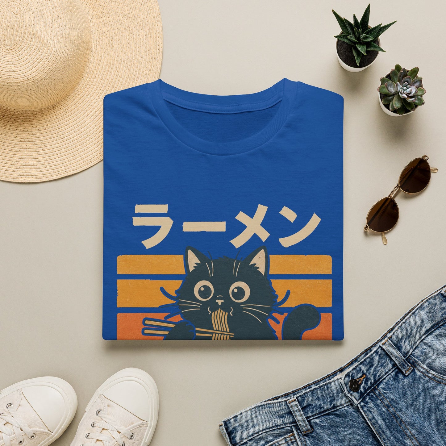 Ramen Cat T‑Shirt — Cute Japanese Neko Eating Ramen Graphic Tee