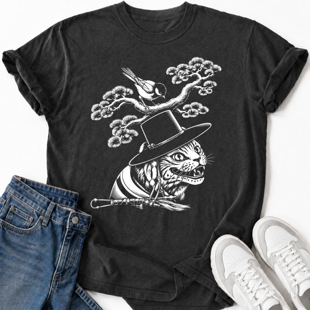 KOREAN MAGPIE FOLK ART T-SHIRT