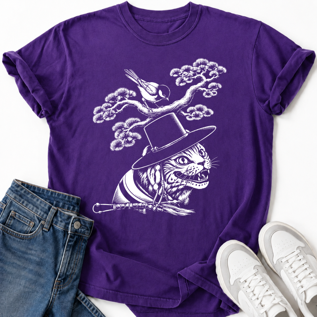 KOREAN MAGPIE FOLK ART T-SHIRT