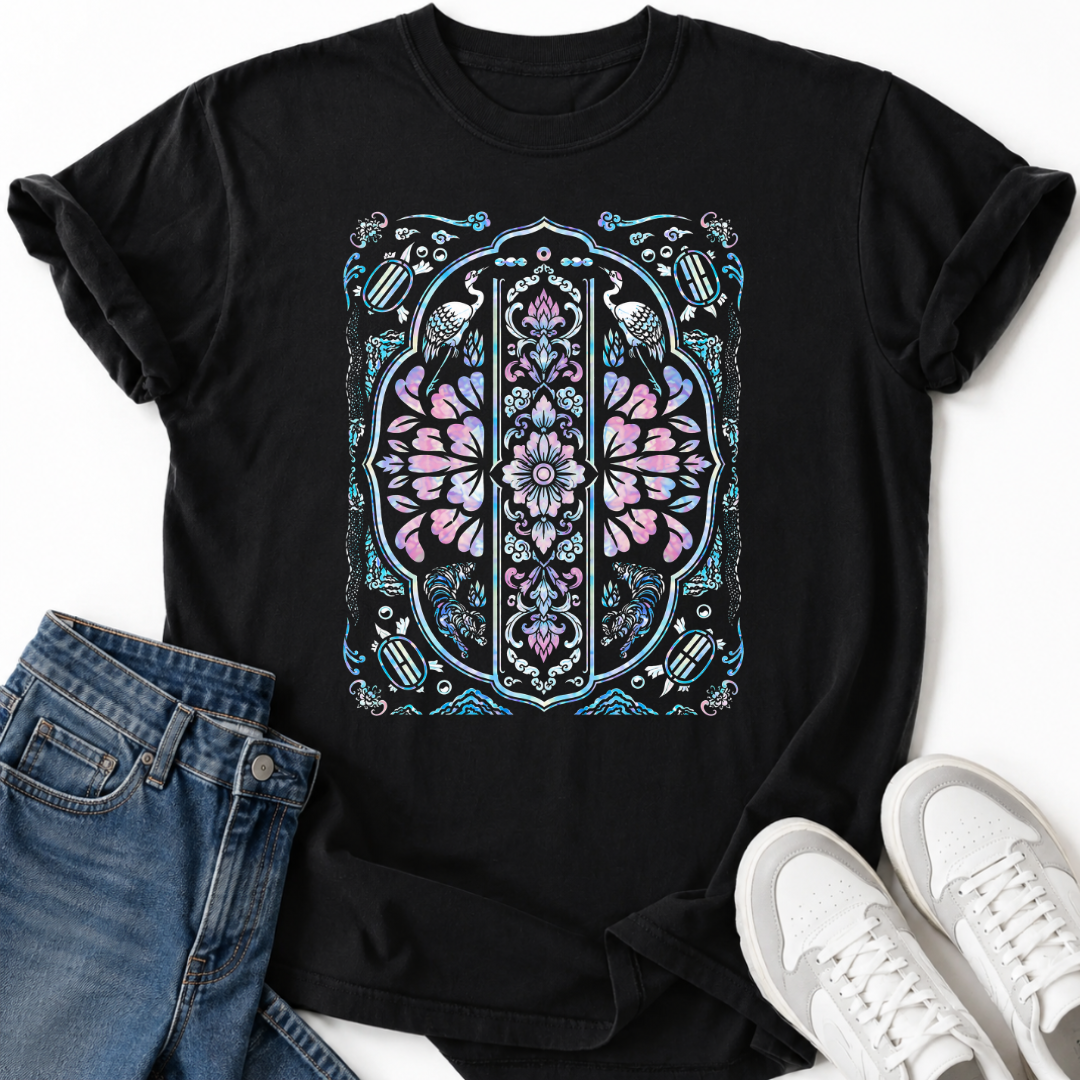 KOREAN CRANES ORNAMENTAL T-SHIRT