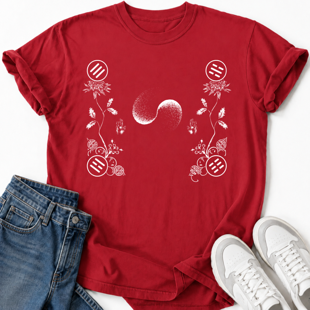KOREAN TAEGEUK FLORAL T-SHIRT