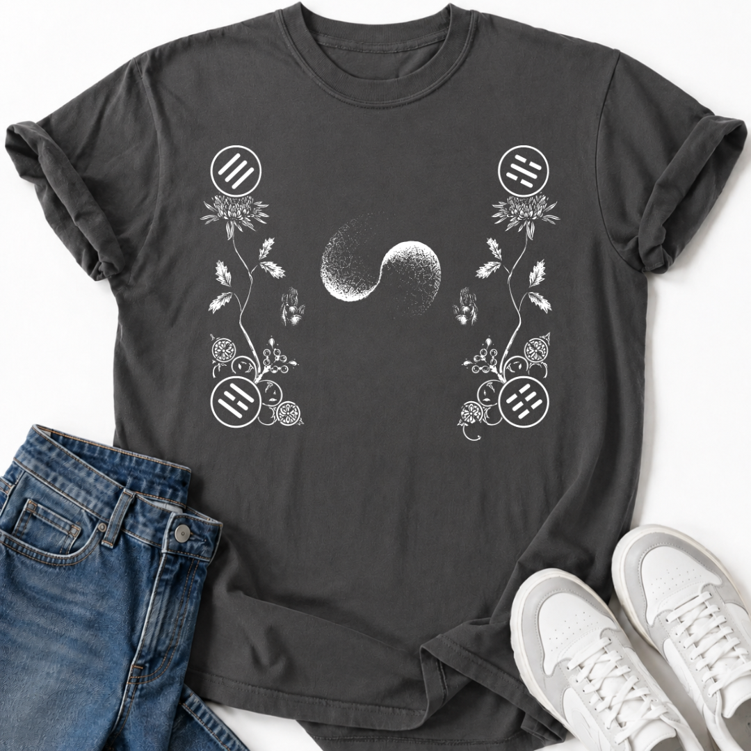 KOREAN TAEGEUK FLORAL T-SHIRT