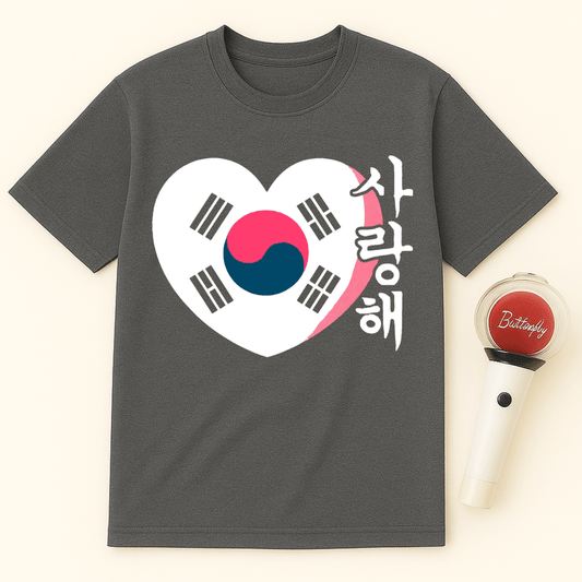 KOREAN FLAG HEART SARANGHAE UNISEX T-SHIRT