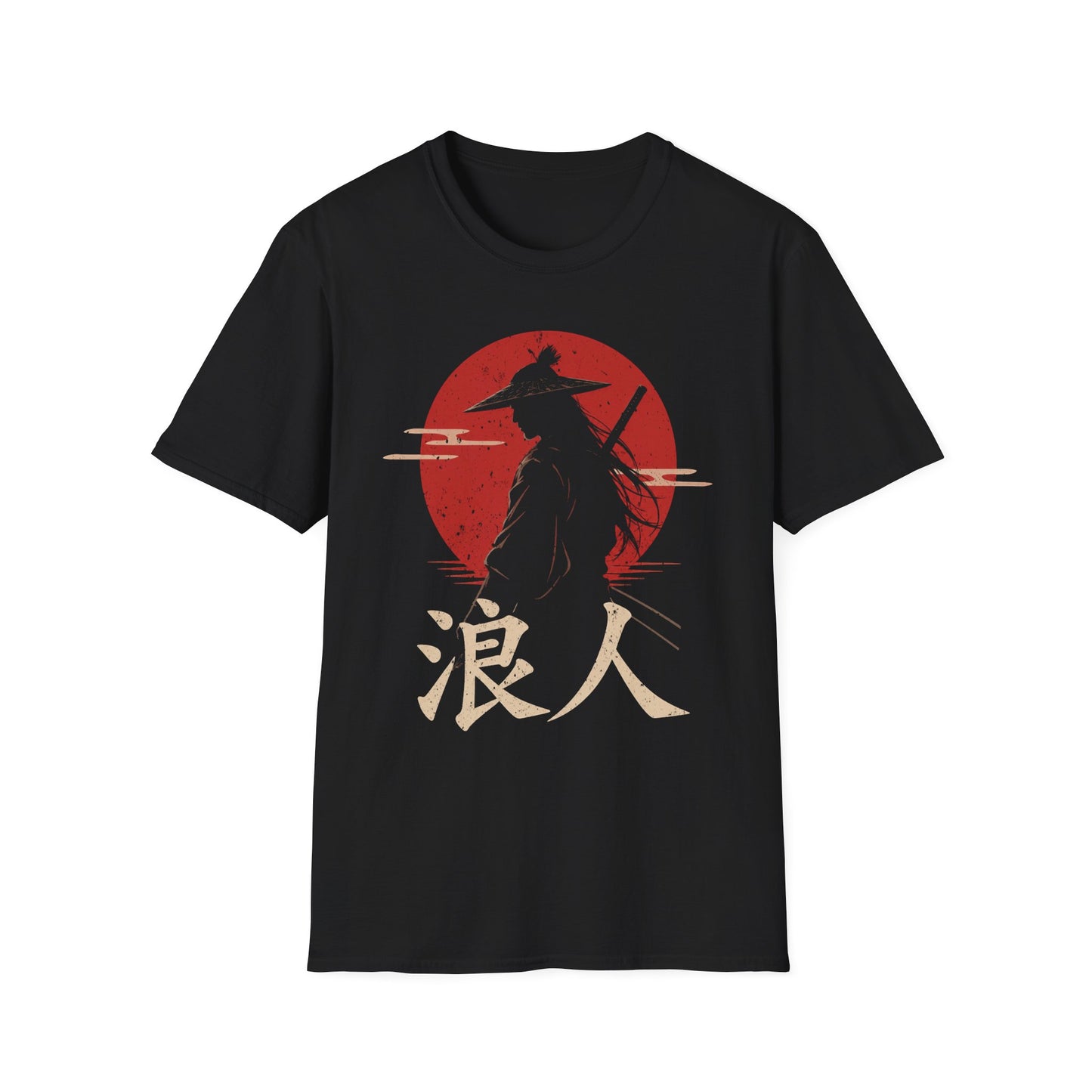 Samurai Ronin Graphic T-Shirt — Red Rising Sun Silhouette