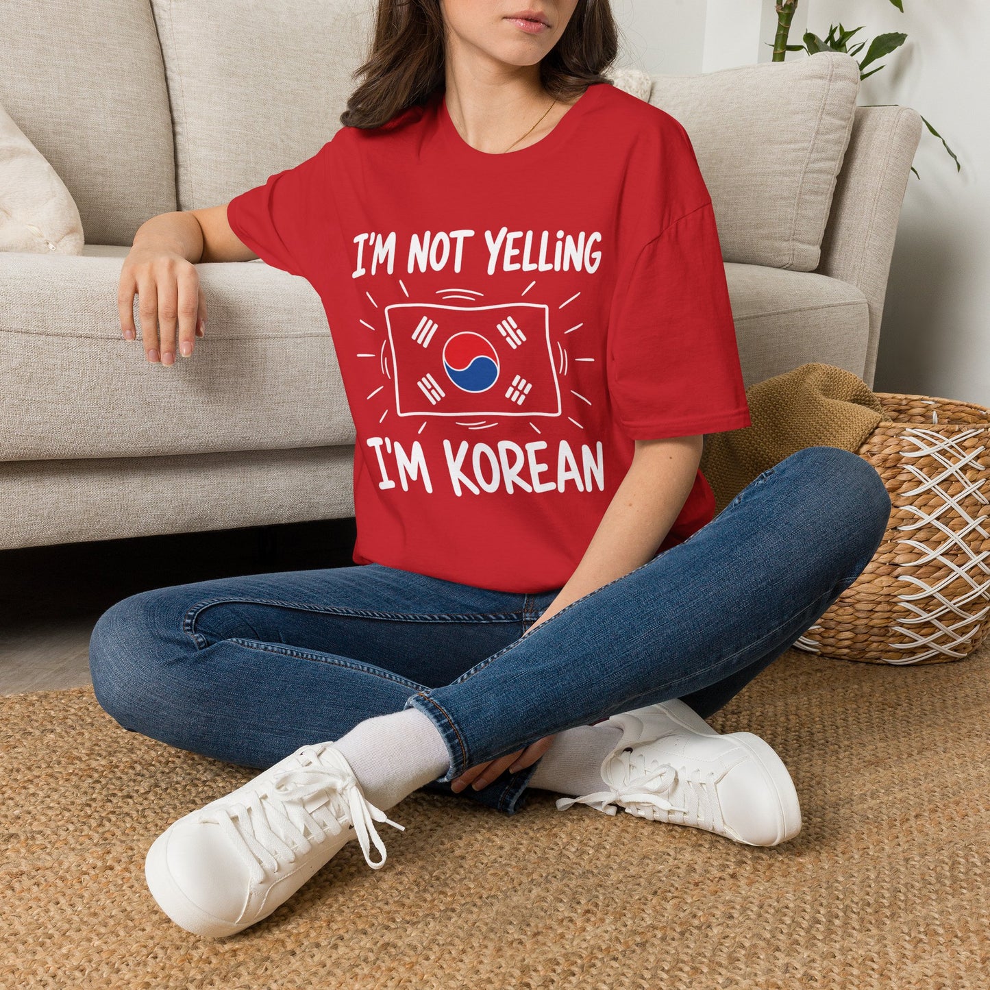 I’m Not Yelling I’m Korean T-Shirt — Funny Korean Pride Tee with South Korea Flag