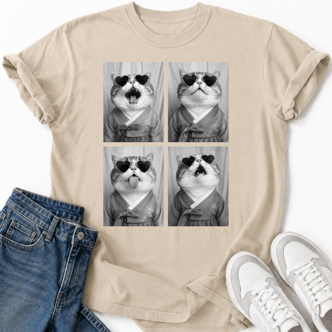 KOREAN HANBOK CAT PHOTO T-SHIRT